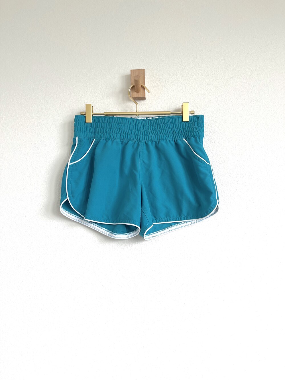 Y2K-Style Turquoise Blue Retro Athletic Track Shorts - Size S